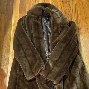 Long line faux fur coat